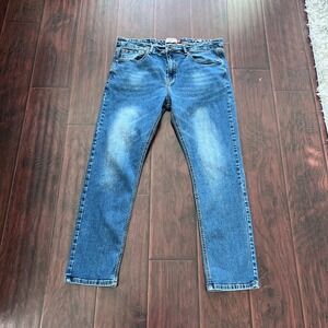 Hudson & Barrow NYC Mens Straight Leg Stretch Blue Denim Jeans‎ 36x30